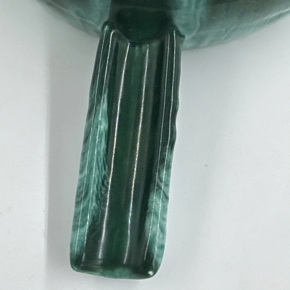 Vintage Tomeoni Bros California Pottery Green‎ Drip Lidded Casserole Skillet MCM